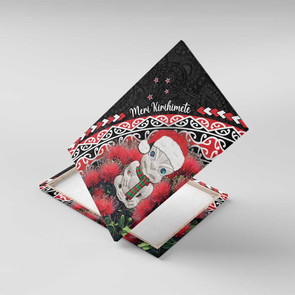 New Zealand Christmas Meri Kirihimete Canvas Wall Art Santa Hei Tiki Pohutukawa