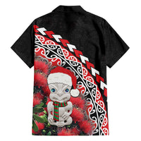 New Zealand Christmas Meri Kirihimete Family Matching Off Shoulder Short Dress and Hawaiian Shirt Santa Hei Tiki Pohutukawa LT01 - Polynesian Pride