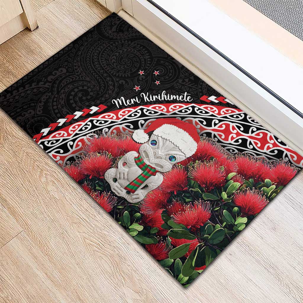 New Zealand Christmas Meri Kirihimete Rubber Doormat Santa Hei Tiki Pohutukawa