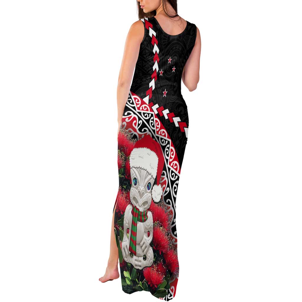 New Zealand Christmas Meri Kirihimete Tank Maxi Dress Santa Hei Tiki Pohutukawa LT01 - Polynesian Pride