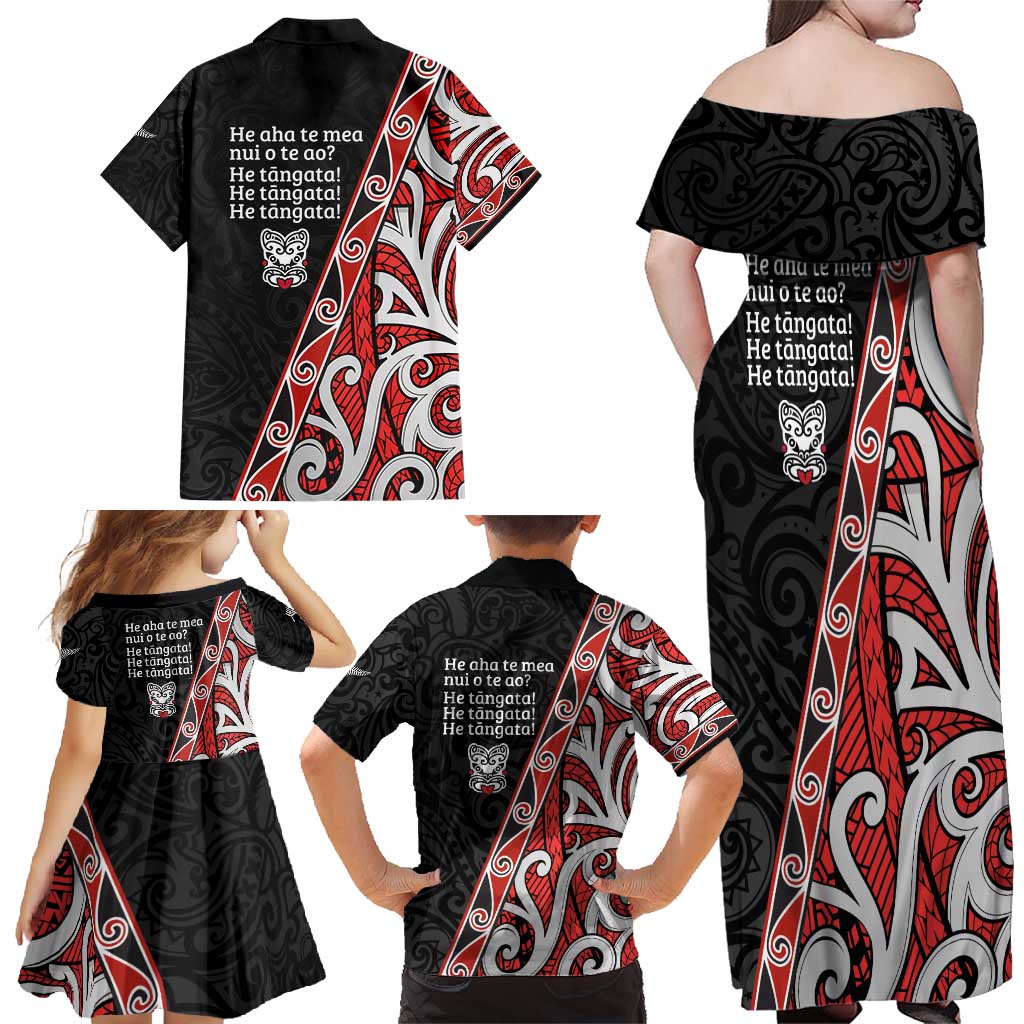 Aotearoa Toitu Te Tiriti Family Matching Off Shoulder Maxi Dress and Hawaiian Shirt Honour The Treaty New Zealand LT01 - Polynesian Pride