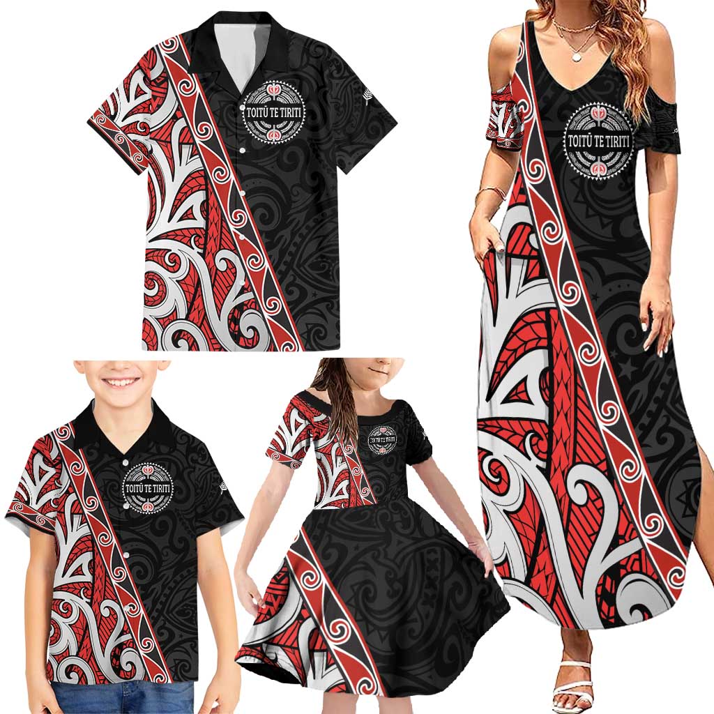 Aotearoa Toitu Te Tiriti Family Matching Summer Maxi Dress and Hawaiian Shirt Honour The Treaty New Zealand LT01 - Polynesian Pride