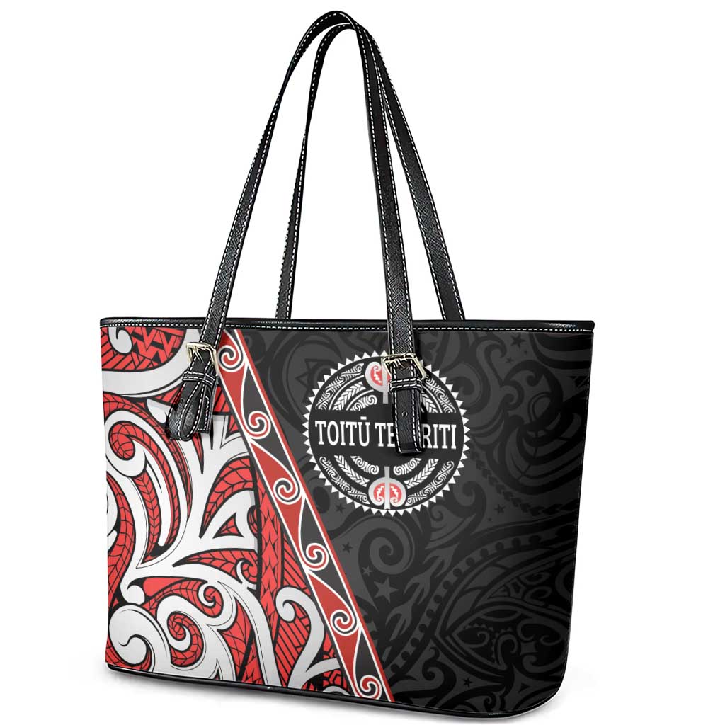 Aotearoa Toitu Te Tiriti Leather Tote Bag Honour The Treaty New Zealand