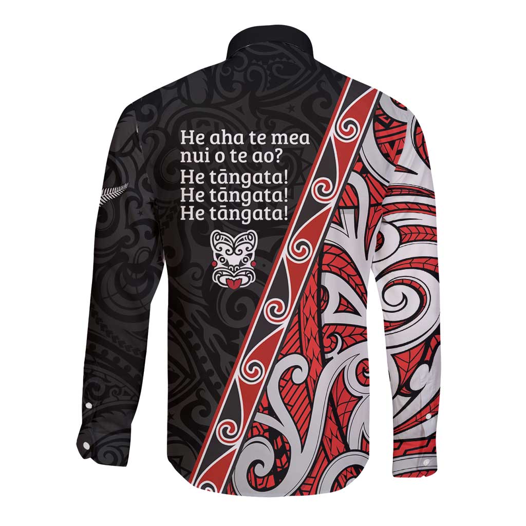 Aotearoa Toitu Te Tiriti Long Sleeve Button Shirt Honour The Treaty New Zealand LT01 - Polynesian Pride