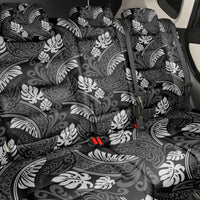 Grayscale Monstera Back Car Seat Cover Polynesian Tribal Pattern - Polynesian Pride