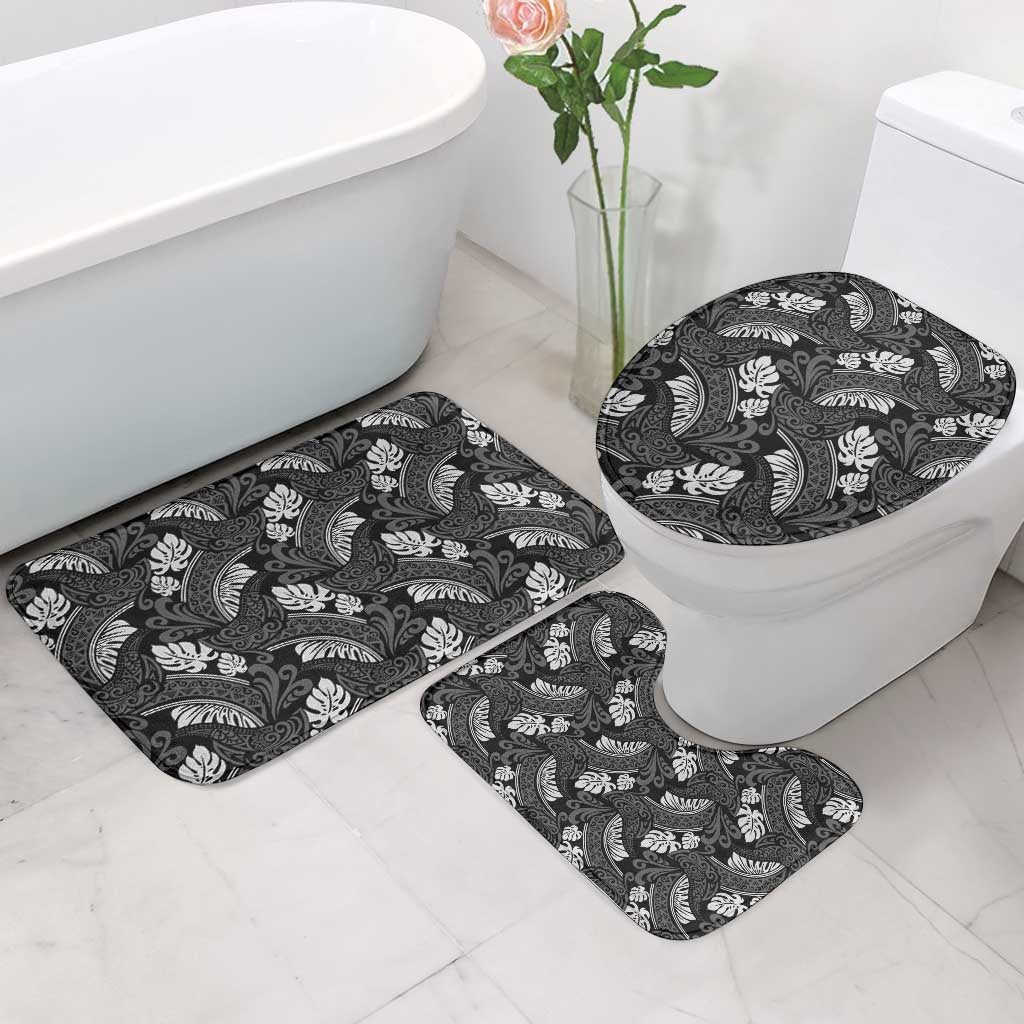 Grayscale Monstera Bathroom Set Polynesian Tribal Pattern - Polynesian Pride