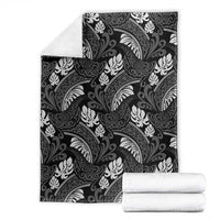 Grayscale Monstera Blanket Polynesian Tribal Pattern - Polynesian Pride