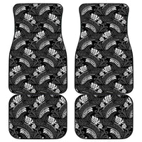 Grayscale Monstera Car Mats Polynesian Tribal Pattern - Polynesian Pride