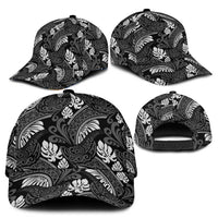 Grayscale Monstera Classic Cap Polynesian Tribal Pattern - Polynesian Pride