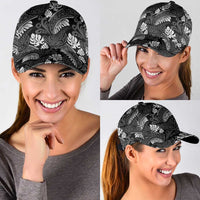 Grayscale Monstera Classic Cap Polynesian Tribal Pattern - Polynesian Pride