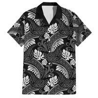 Grayscale Monstera Family Matching Off Shoulder Maxi Dress and Hawaiian Shirt Polynesian Tribal Pattern - Polynesian Pride