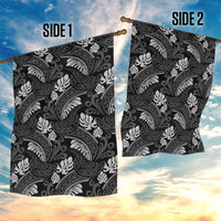 Grayscale Monstera Garden Flag Polynesian Tribal Pattern - Polynesian Pride