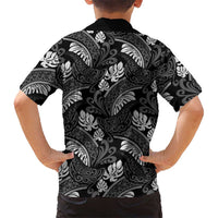 Grayscale Monstera Hawaiian Shirt Polynesian Tribal Pattern - Polynesian Pride