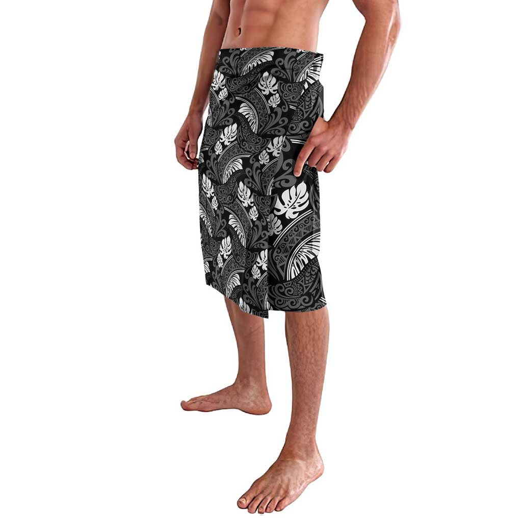 Grayscale Monstera Lavalava Polynesian Tribal Pattern - Polynesian Pride