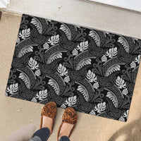 Grayscale Monstera Rubber Doormat Polynesian Tribal Pattern - Polynesian Pride