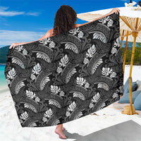 Grayscale Monstera Sarong Polynesian Tribal Pattern - Polynesian Pride