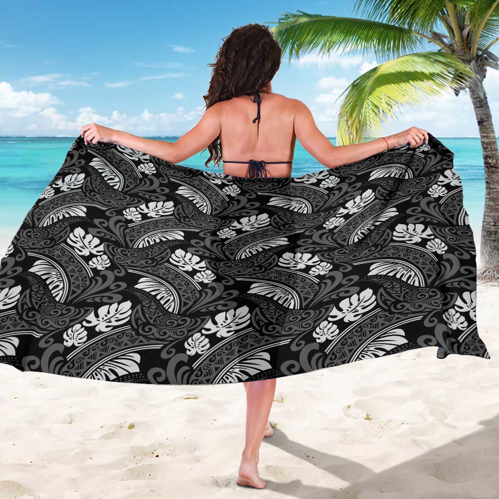 Grayscale Monstera Sarong Polynesian Tribal Pattern - Polynesian Pride