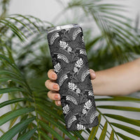 Grayscale Monstera Skinny Tumbler Polynesian Tribal Pattern - Polynesian Pride