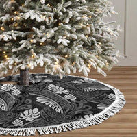 Grayscale Monstera Tree Skirt Polynesian Tribal Pattern - Polynesian Pride