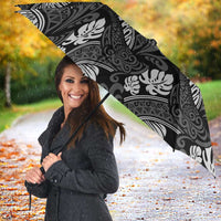 Grayscale Monstera Umbrella Polynesian Tribal Pattern - Polynesian Pride