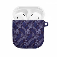 Deep Blue Monstera AirPods Case Polynesian Tribal Pattern - Polynesian Pride
