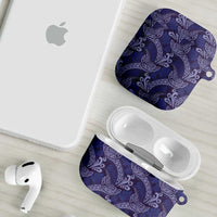 Deep Blue Monstera AirPods Case Polynesian Tribal Pattern - Polynesian Pride
