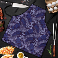 Deep Blue Monstera Apron Polynesian Tribal Pattern - Polynesian Pride