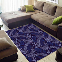 Deep Blue Monstera Area Rug Polynesian Tribal Pattern - Polynesian Pride