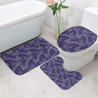 Deep Blue Monstera Bathroom Set Polynesian Tribal Pattern - Polynesian Pride