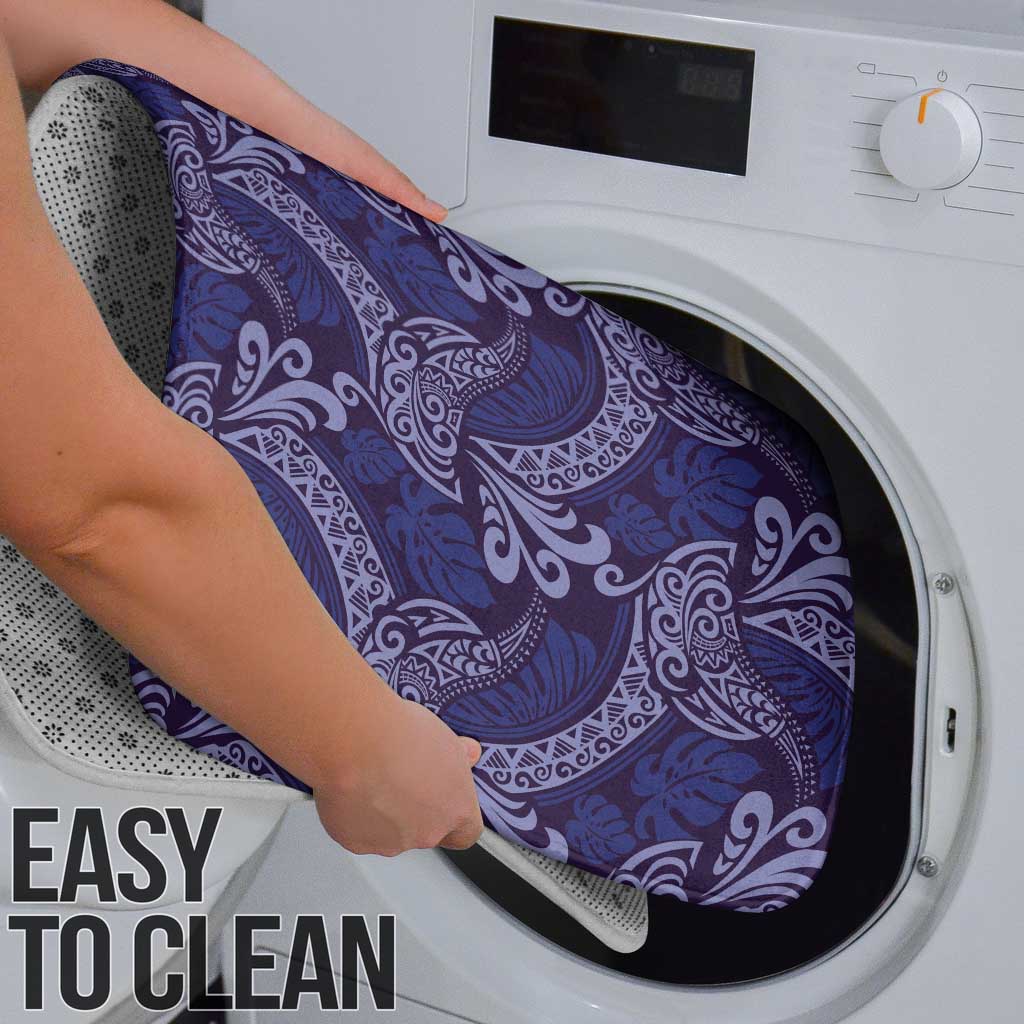 Deep Blue Monstera Bathroom Set Polynesian Tribal Pattern - Polynesian Pride