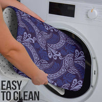 Deep Blue Monstera Bathroom Set Polynesian Tribal Pattern - Polynesian Pride