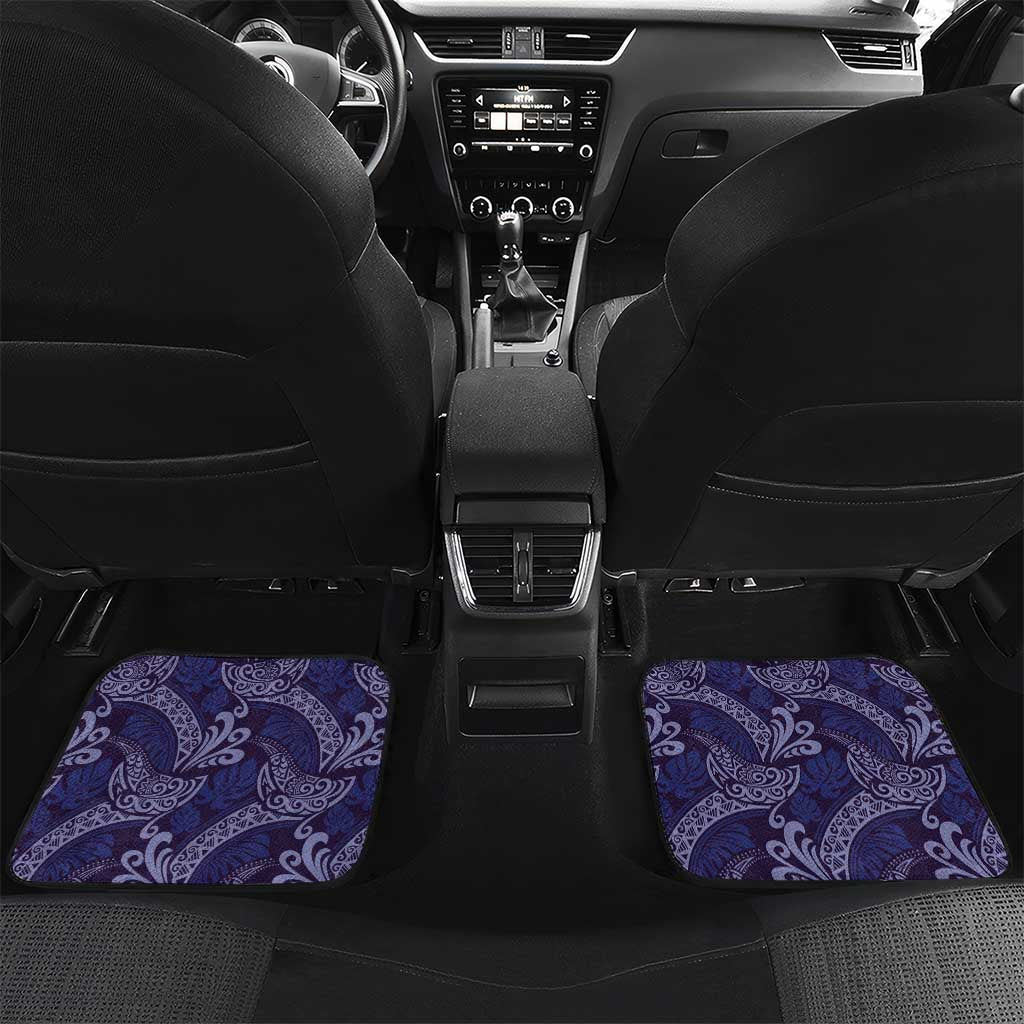 Deep Blue Monstera Car Mats Polynesian Tribal Pattern - Polynesian Pride
