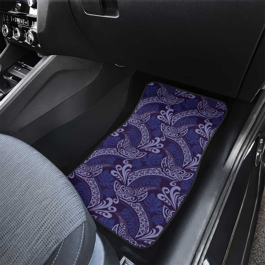Deep Blue Monstera Car Mats Polynesian Tribal Pattern - Polynesian Pride