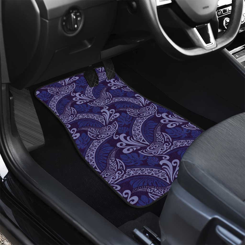 Deep Blue Monstera Car Mats Polynesian Tribal Pattern - Polynesian Pride