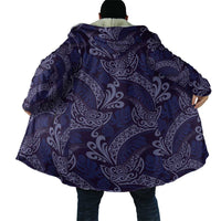 Deep Blue Monstera Cloak Polynesian Tribal Pattern - Polynesian Pride