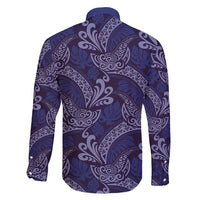Deep Blue Monstera Family Matching Long Sleeve Bodycon Dress and Hawaiian Shirt Polynesian Tribal Pattern - Polynesian Pride