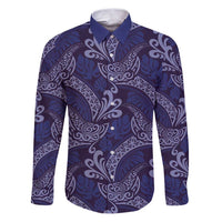 Deep Blue Monstera Family Matching Puletasi and Hawaiian Shirt Polynesian Tribal Pattern - Polynesian Pride