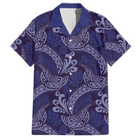 Deep Blue Monstera Hawaiian Shirt Polynesian Tribal Pattern - Polynesian Pride