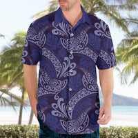 Deep Blue Monstera Hawaiian Shirt Polynesian Tribal Pattern - Polynesian Pride