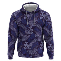 Deep Blue Monstera Hoodie Polynesian Tribal Pattern - Polynesian Pride