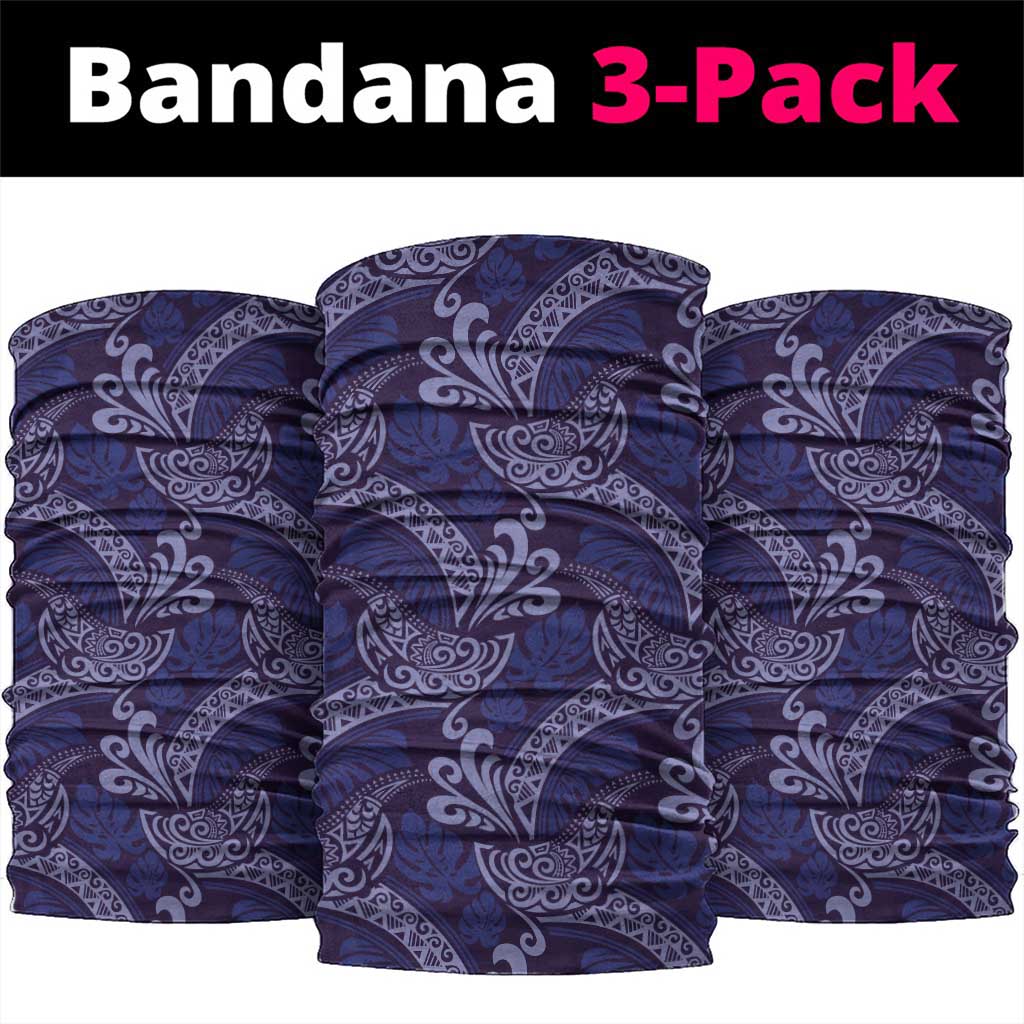 Deep Blue Monstera Neck Gaiter Polynesian Tribal Pattern - Polynesian Pride