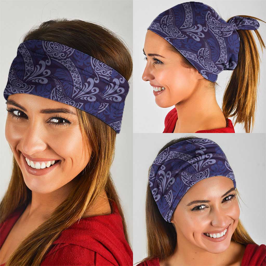 Deep Blue Monstera Neck Gaiter Polynesian Tribal Pattern - Polynesian Pride
