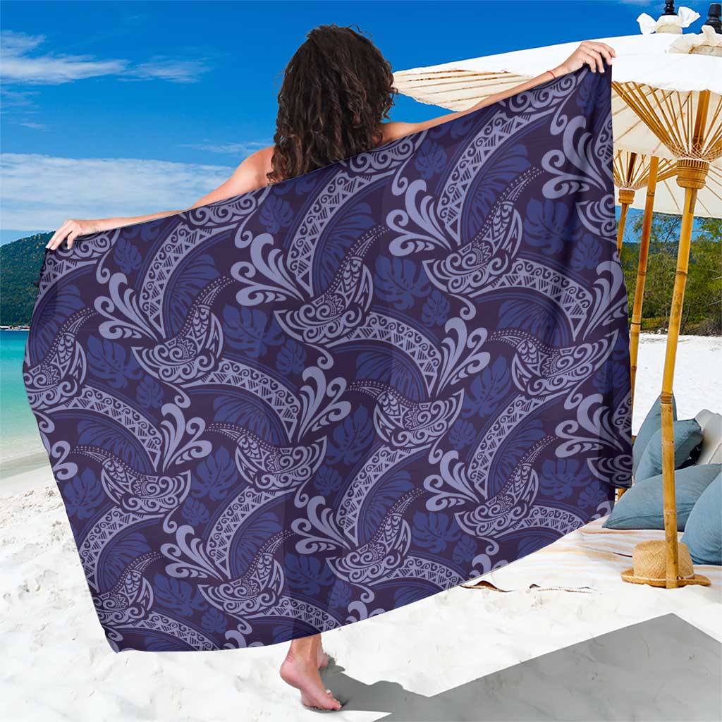 Deep Blue Monstera Sarong Polynesian Tribal Pattern - Polynesian Pride
