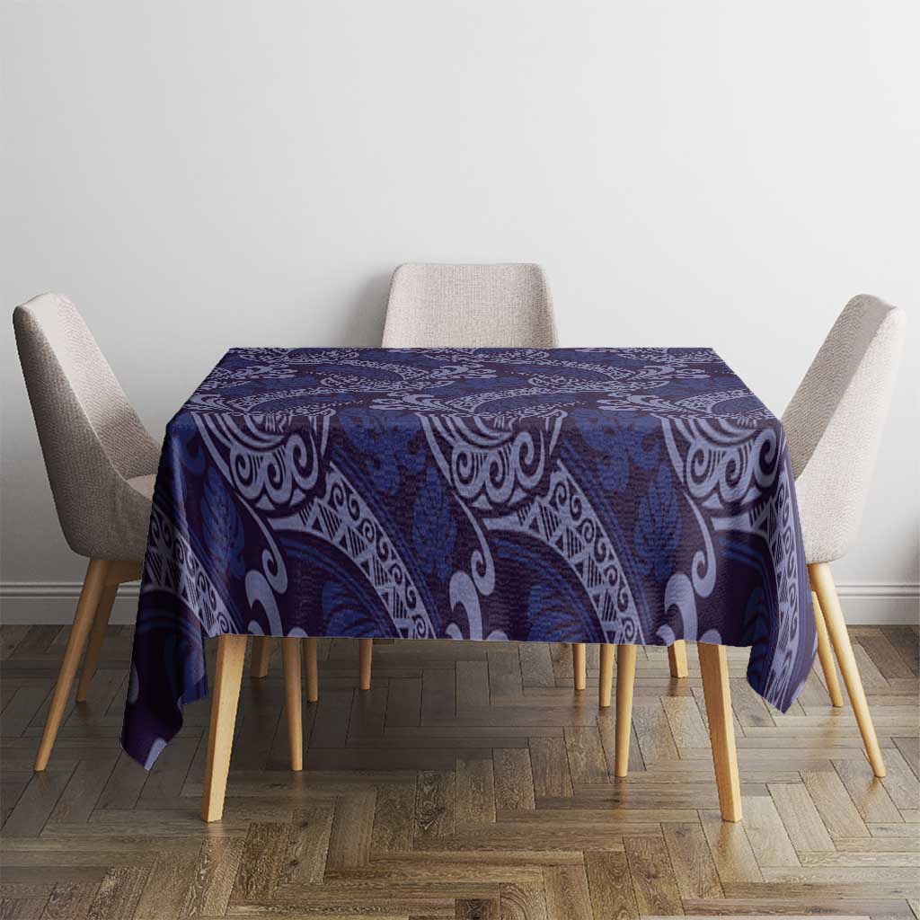 Deep Blue Monstera Tablecloth Polynesian Tribal Pattern - Polynesian Pride