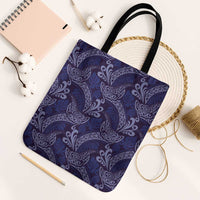 Deep Blue Monstera Tote Bag Polynesian Tribal Pattern - Polynesian Pride