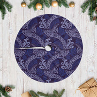 Deep Blue Monstera Tree Skirt Polynesian Tribal Pattern - Polynesian Pride