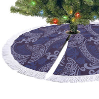 Deep Blue Monstera Tree Skirt Polynesian Tribal Pattern - Polynesian Pride