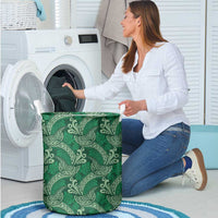 Forest Green Monstera Laundry Basket Polynesian Tribal Pattern - Polynesian Pride