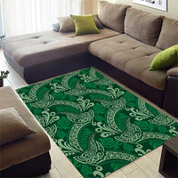 Forest Green Monstera Area Rug Polynesian Tribal Pattern - Polynesian Pride