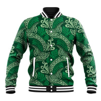Forest Green Monstera Baseball Jacket Polynesian Tribal Pattern - Polynesian Pride